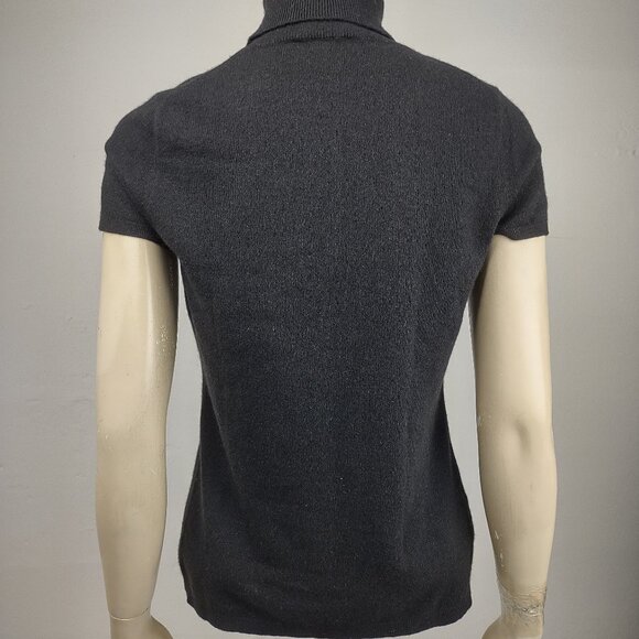 Ann Taylor black 100% Cashmere short sleeve turtleneck sweater ladies Medium - Picture 4 of 7